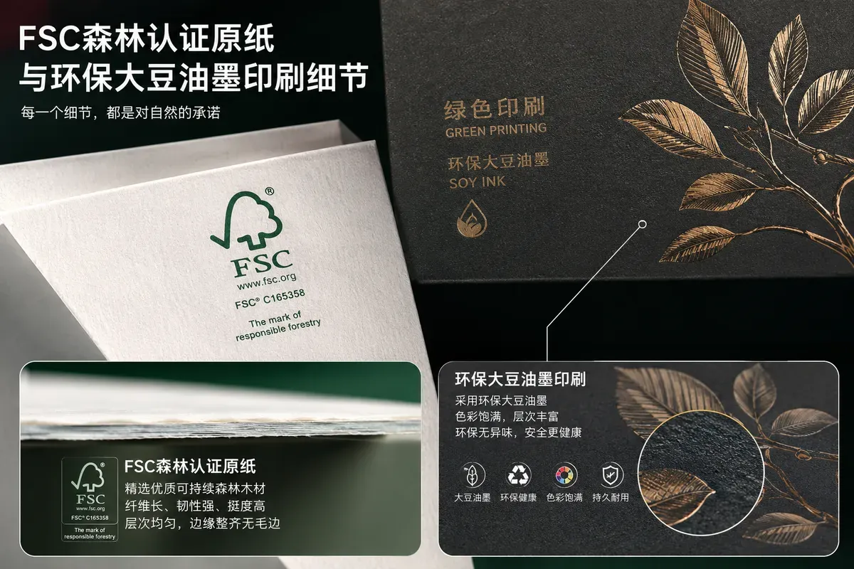 太极印FSC环保包装森林认证原纸与印刷细节