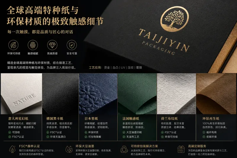 包装触感决定品牌溢价！高端特种纸与FSC环保材质应用指南 | 太极印